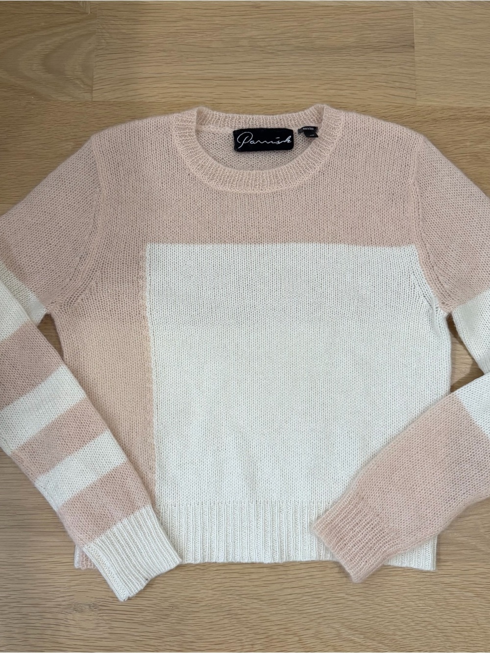 Pink & White Colorblock Crewneck Sweater